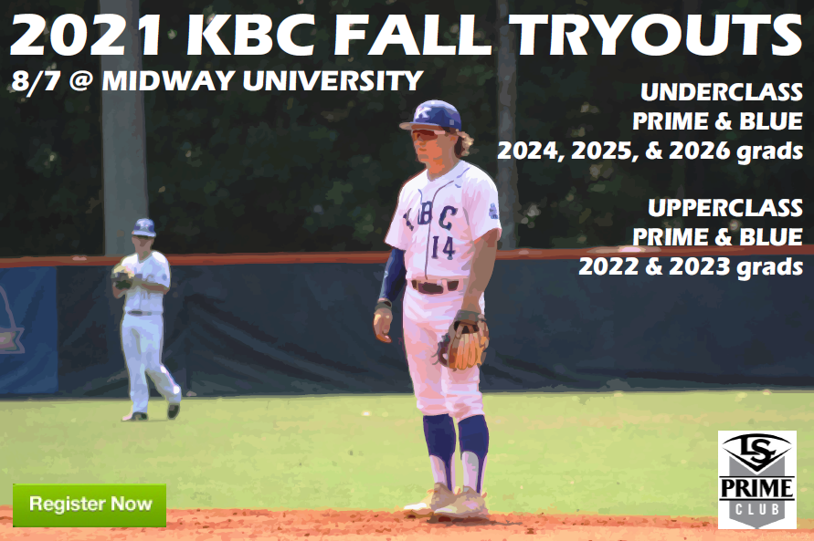 🚨 Attention Players 🚨

KBC Upperclass &amp; Underclass Fall Tryouts will be held <a href="/MidwayUBaseball/">Midway University Eagles Baseball</a> on Saturday August 7th

-Two teams at each age group

-All teams will participate in National events

-Visit the link below for more details!

tms.ezfacility.com/OnlineRegistra…

@PBRKentucky