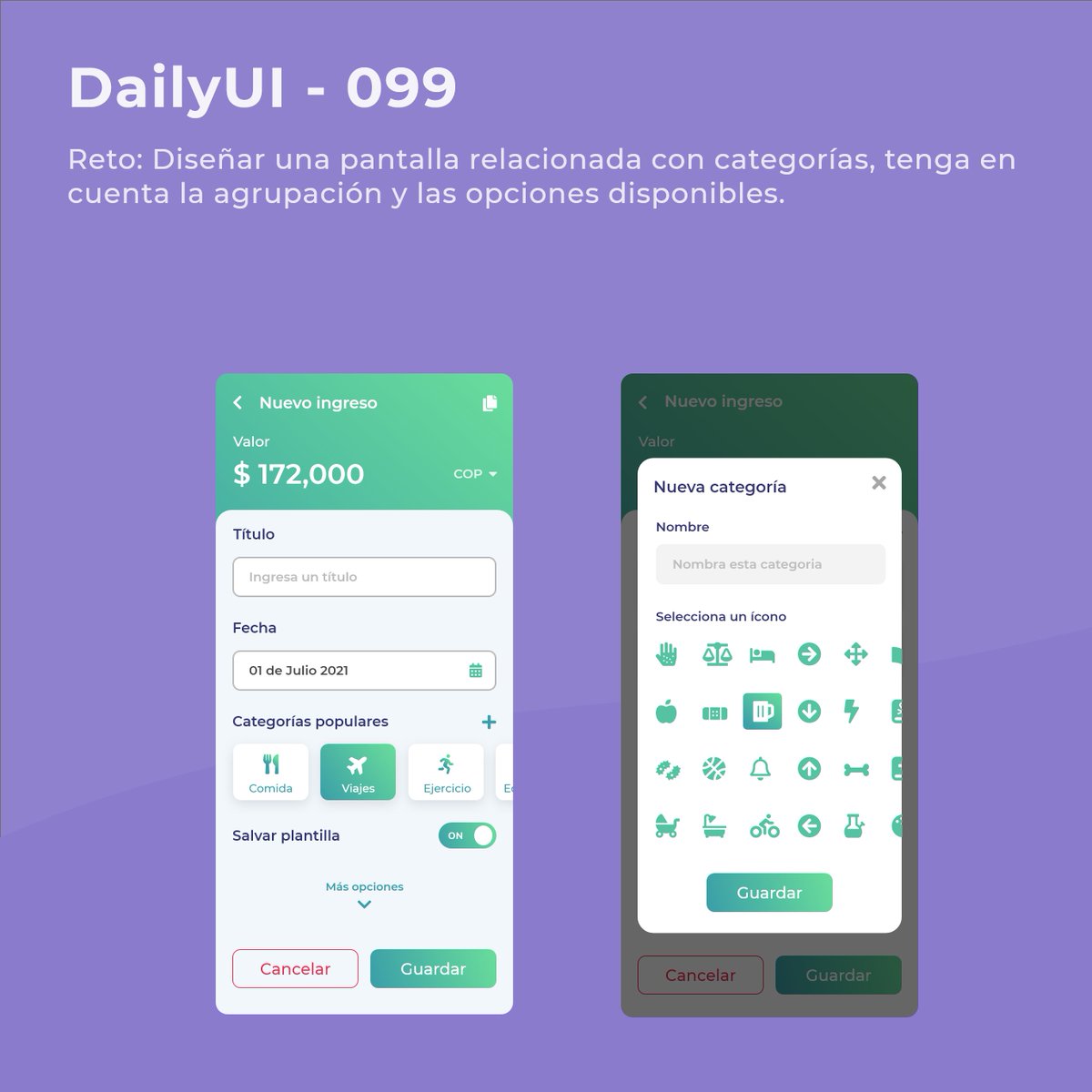 AlejoPulidoRu's tweet photo. ⏳Estamos a 1 diseño de terminar el #DailyUIChallenge. La penúltima propuesta es sobre cómo mostrar las categorías de un producto o servicio en nuestra #app 🤯. #UX #UI #DailyUI #099 https://t.co/CUgC5PSMDv
