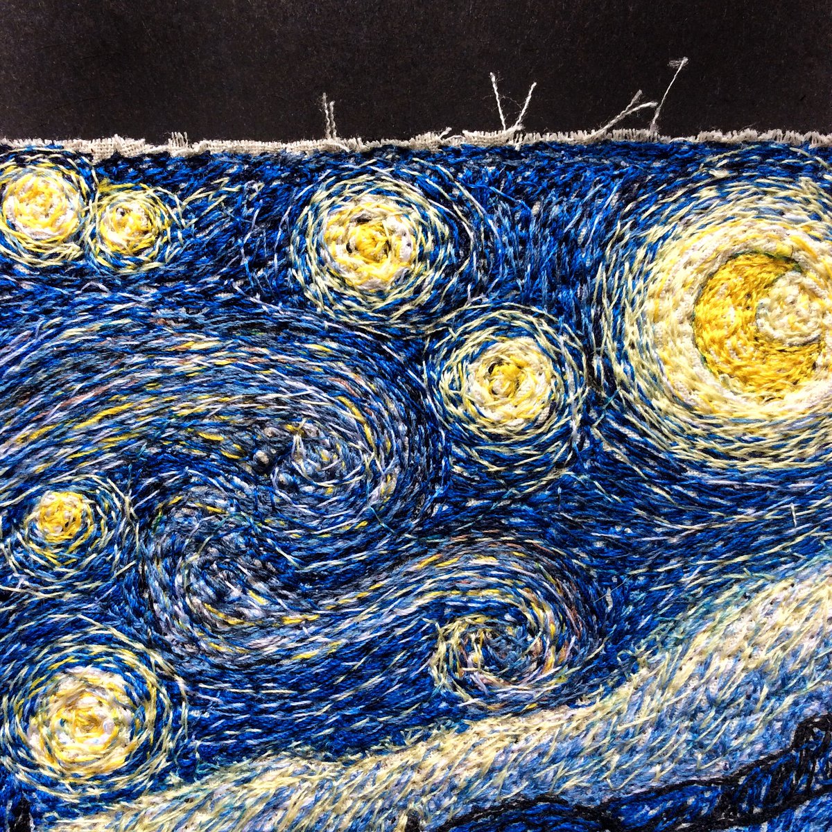 alittlevintage1's tweet image. Extreme close up :: The Starry Night #threaddrawnartwork ✨💫✨ #vincentvangogh #newinstore #etsy @EtsySuccess @etsy #etsyuk