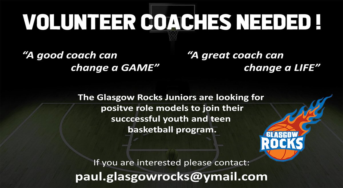 The Glasgow Rocks Jnrs are looking for positive role models to join their volunteer coaching team. 

If you are interested in volunteering or just getting involved in any aspect of the Rocks Jnrs please send an email to Paul on: paul.glasgowrocks@ymail.com 

#letsgorocks