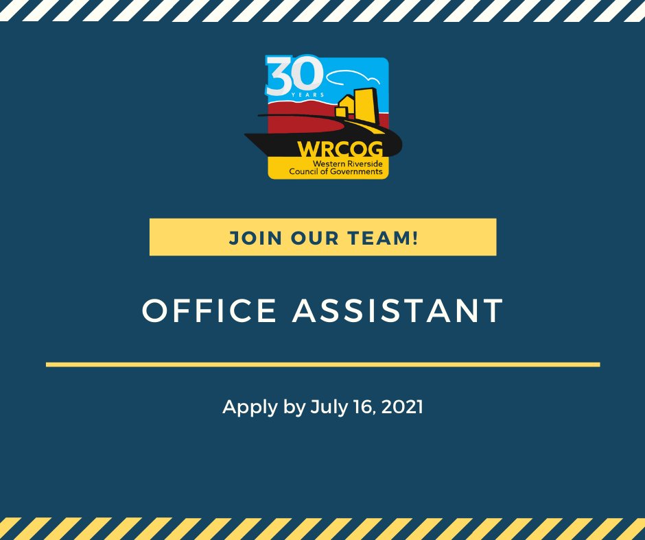 WRCOG is hiring -- check out the job posting for more information: bit.ly/3hce4W9