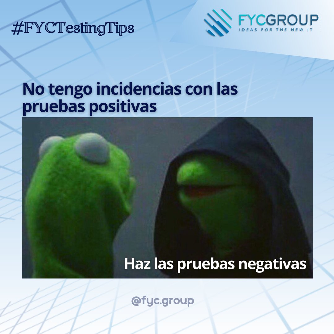 fycgroup's tweet image. 🐞Y hoy en #FYCTestingTips 🐞
📱Pruebas Positivas y Pruebas Negativas 💻 ¿Como para qué se hacen estas pruebas?
Miralo aquí 👇👇
bit.ly/3h7E44T

#PruebasdeSoftware #CalidaddeSoftware #SDLC #STLC #ISTQB #SSTQB #HASTQB #SoftwareTesters #SoftwareBugs #TestingdeSoftware