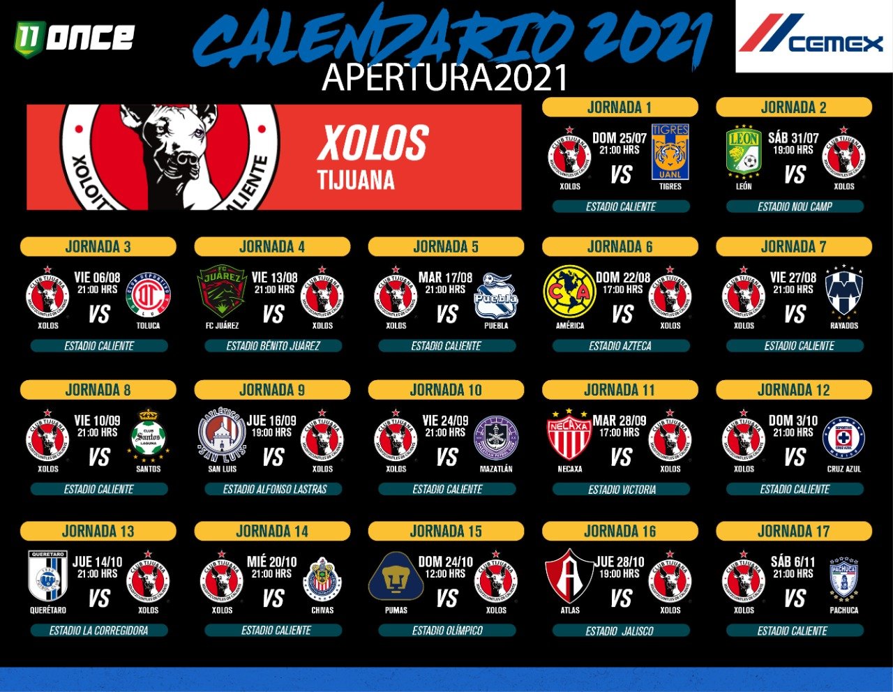 Liga MX Xolos de Tijuana sostendrá un partido amistoso ante Pachuca en