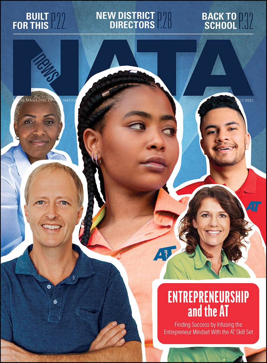 NATA1950's tweet photo. The July NATA News is all about entrepreneurship and how ATs can find success by infusing the entrepreneur mindset with the athletic training skill set. Go inside the minds of AT entrepreneurs for insight on starting and growing their own businesses. https://t.co/mRObPQVLPS https://t.co/E3iz02yh92