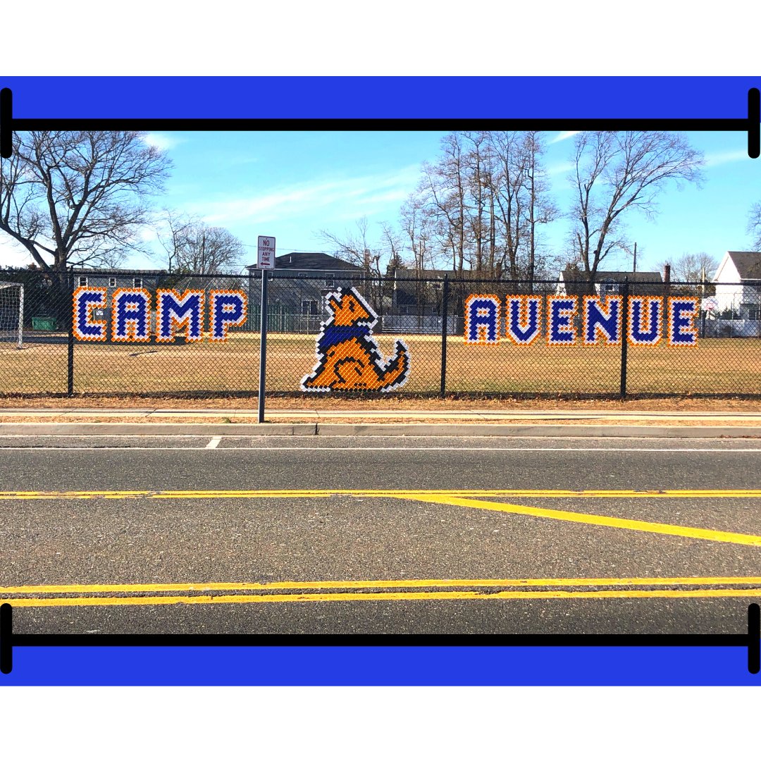 Camp Avenue! 
6' Custom Logo Design
3' Regular Block Letters

Colors used: ROYAL #113, YELLOW GOLD #116 and WHITE #101