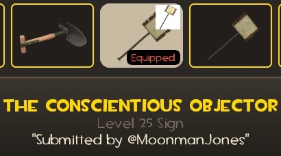 SignsTF2's tweet image. There we go. The sign now exists.

If I get a Name Tag drop, I'll rename it to my handle. Or when I get enough weapon drops to buy one with metal.