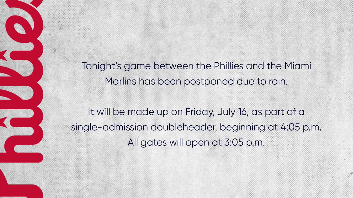 Phillies's tweet photo. No game tonight. 😩 https://t.co/3WaFnnmUtP