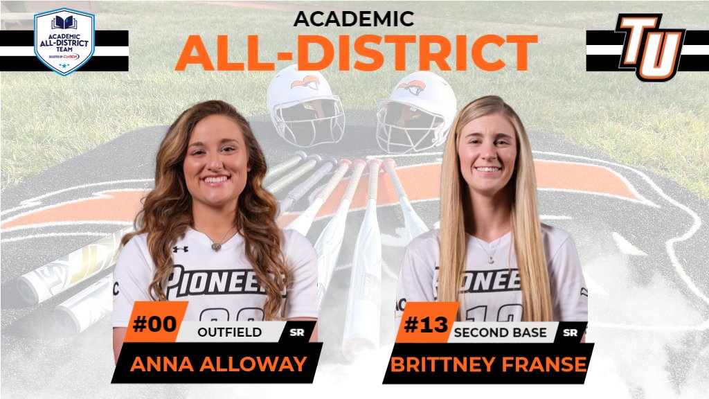 TusculumSports's tweet photo. Congrats to @TusculumSB Anna Alloway and Brittney Franse for being named to the CoSIDA Academic All-District first team. @Tusculum_Univ &amp; #PioneerNation are proud of you #WeArePioneers #PioneerUP
🥎🥎🥎Full Story: https://t.co/uUNAdd4JlH https://t.co/tboVqcO91K