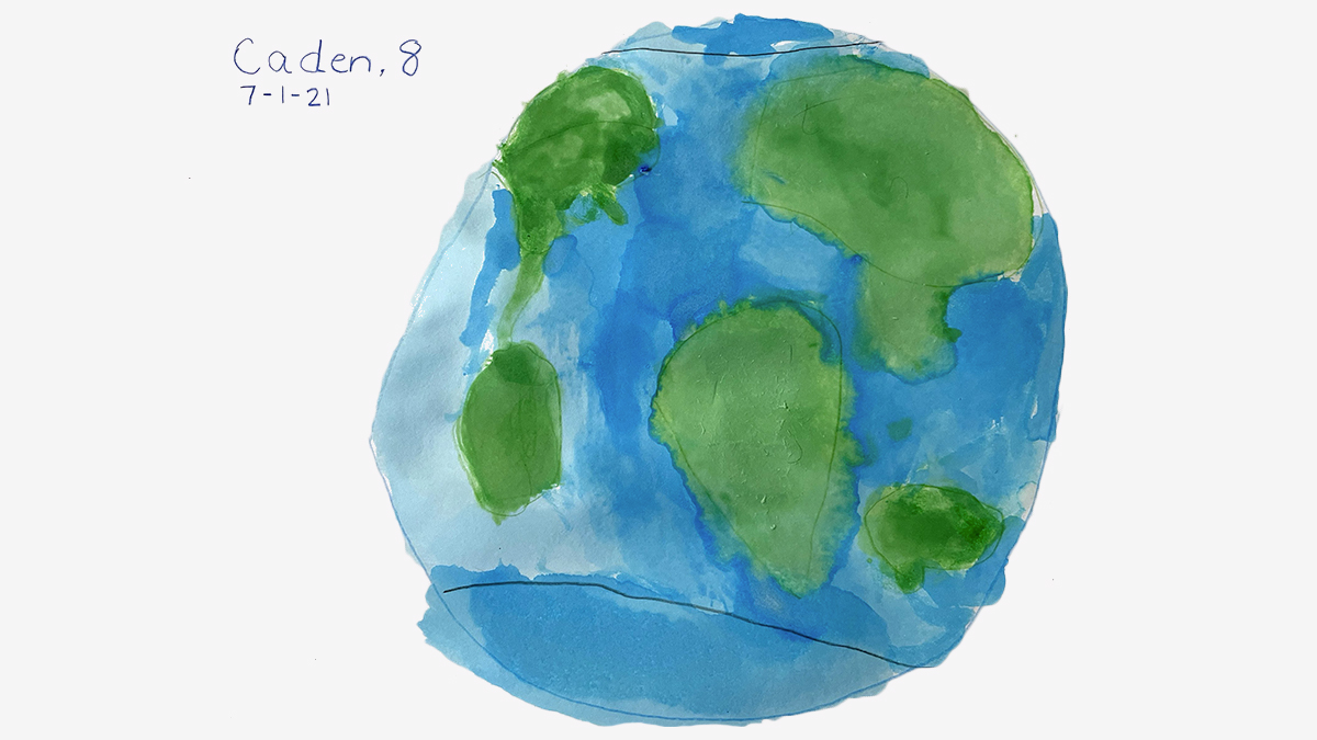brandon5web's tweet photo. My son was so excited to create this awesome #LandsatCraft watercolor painting of Earth for @NASAEarth! 🙌 He saw the latest post from NASA and asked if I would tweet his painting 🙂 https://t.co/if4T7yEqYN