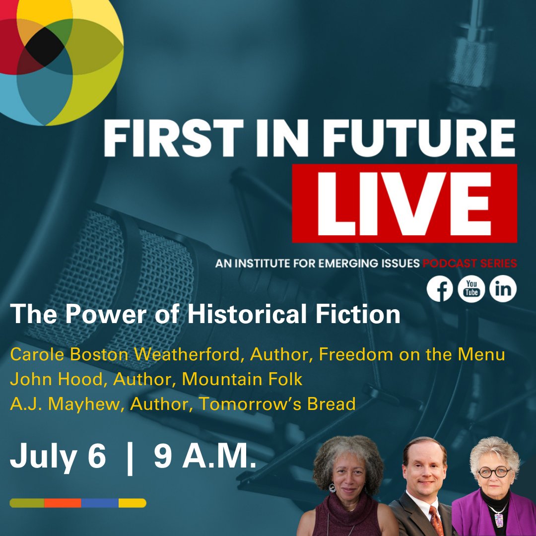 JohnHoodNC's tweet photo. Hey, folks! Join me and other Carolina authors this coming Tuesday for #FirstinFuture Live “The Summer Reading Edition,” hosted by IEI's Leslie Boney @lboney Tune-in via @emergingissues on Facebook, YouTube or LinkedIn as we discuss “The Power of Historical Fiction.” #ncpol #nced https://t.co/tzl6RKfmoY