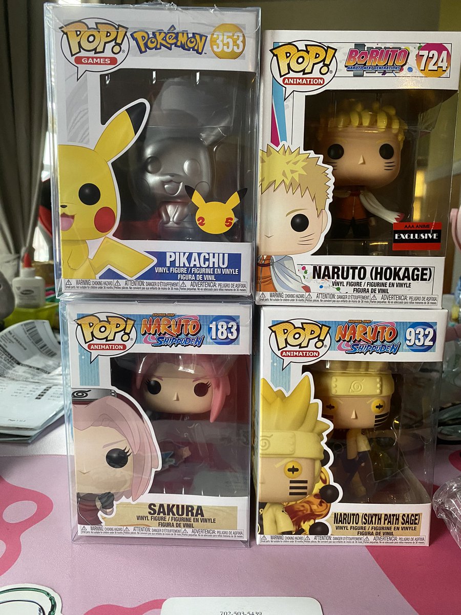 LisaLuebking's tweet photo. My @Whatnot haul today!! One seller added extra goodies.🥰 All mint condition! Added a pic of the seller who gave me their card. #NARUTO #BORUTO #Pikachu #FunkoPOP #sakuraharuno #whatnot #NotSponsored https://t.co/09PaEA4AsN