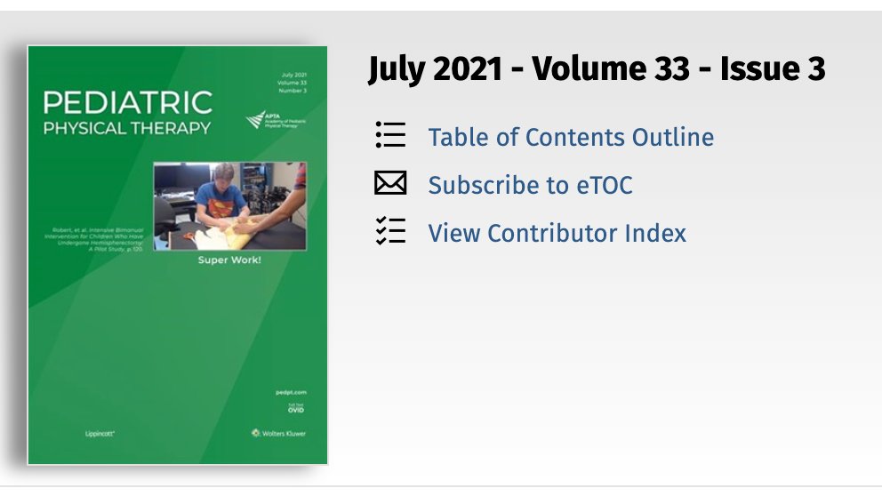 Our paper looking at an intensive bimanual intervention for children who have undergone #hemispherectomy is published! With his permission, one of our participants even made it to the journal cover🙌 Huge shoutout to @BrainRecoveryP for funding this study! doi.org/10.1097/PEP.00…