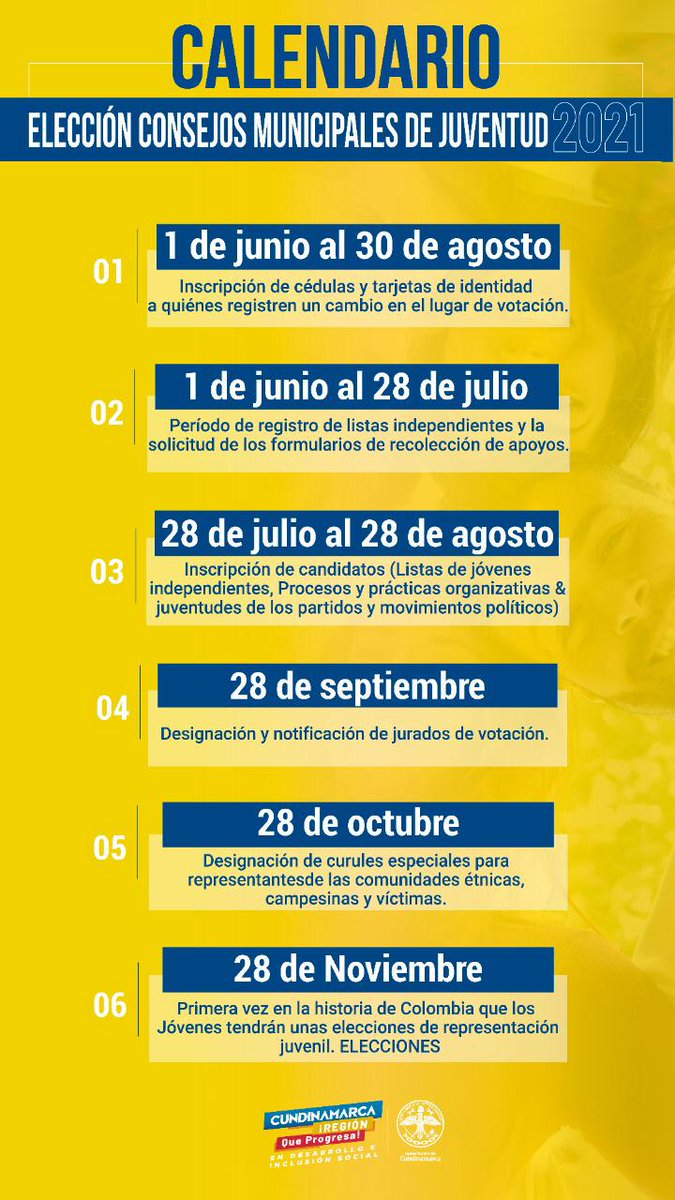 CaparrapiAlcald's tweet photo. #JovenEligeJoven 
Calendario Elecciones Consejos de Juventud 2021 ✅🇨🇴. Anímate Joven, Construyamos Democracia! 

#DelamanoconelCampo https://t.co/LNTeeSlZ2w
