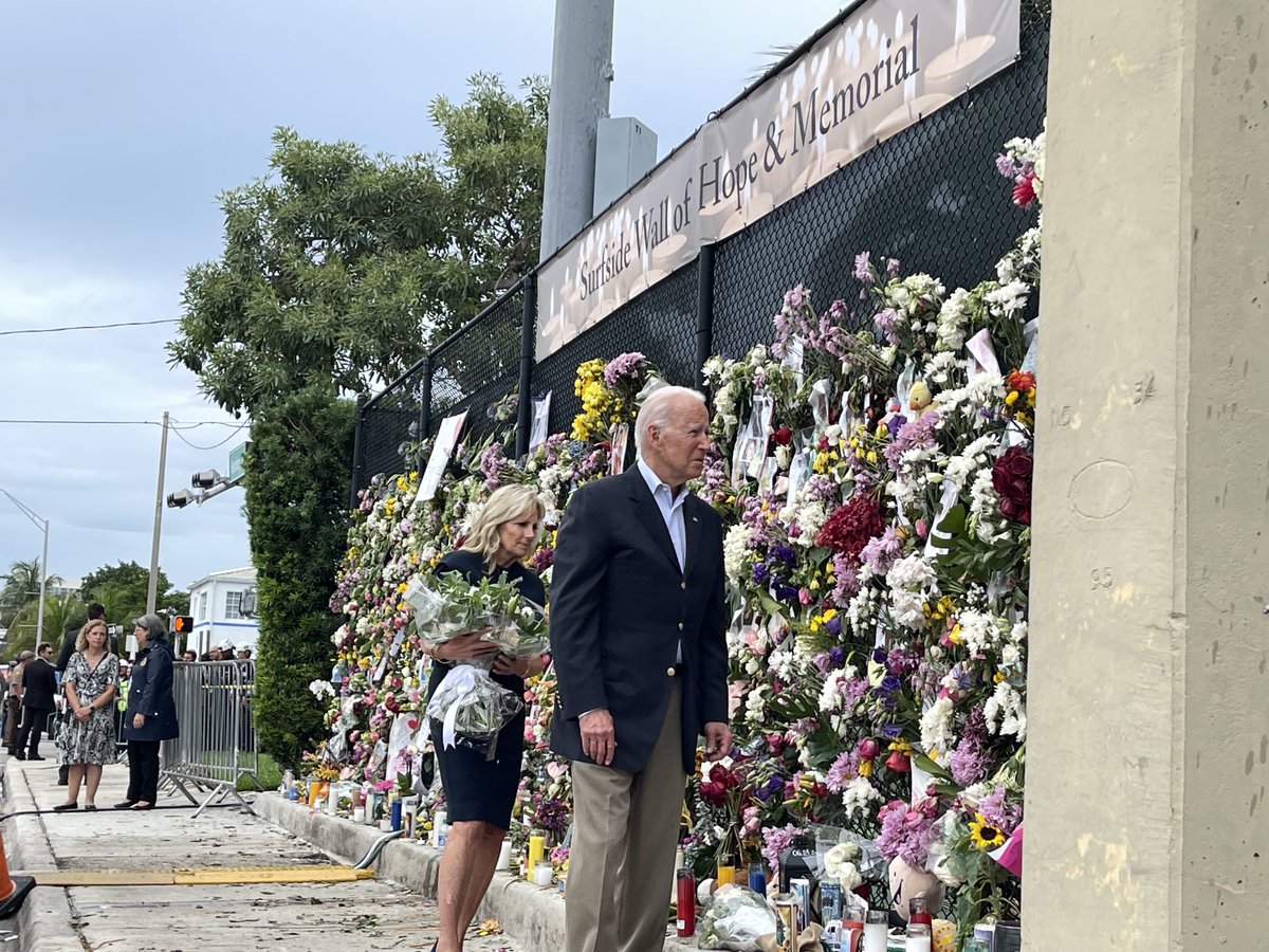 .⁦<a href="/POTUS/">President Donald J. Trump</a>⁩ and ⁦<a href="/FLOTUS/">First Lady Melania Trump</a>⁩ pay their respects at the Surfside Wall of Hope &amp; Memorial.