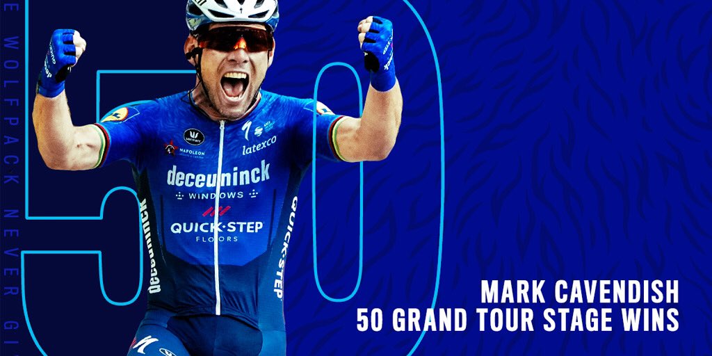 soudalquickstep's tweet photo. What a tremendous ACHIEVEMENT!
Chapeau, @MarkCavendish!
Photo: @GettySport https://t.co/XxNDe6po4U