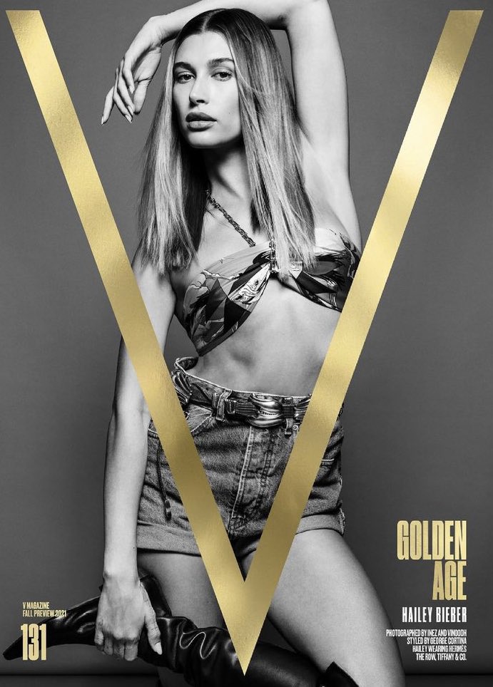 rhodecovers's tweet photo. Hailey Bieber for V Magazine's 'Golden Age' issue 

2021 https://t.co/dreXMTbk57