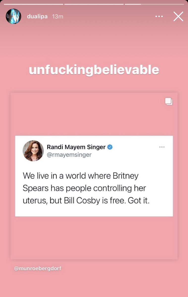 breatheonmiley's tweet photo. Dua Lipa posted about #FreeBritney 💜 https://t.co/ZOY5PTxXJg