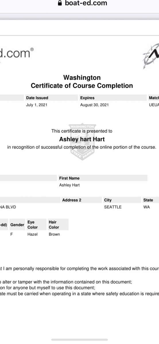 Ashley_Harttt's tweet photo. It’s Captain Hart to you! ⛵️🛥🚤 #BoatingLicense https://t.co/c2kIeUyGxN