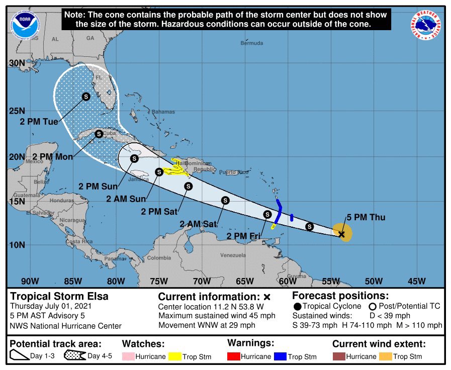 reyel_info's tweet photo. Ayiti-Alèt tanpèt🔴:@NHC_Atlantic fè soti yon alèt tanpèt twopikal pou tout kot Sid peyi Dayiti rive jiska Mòl Sen Nikola. Alèt sa vle di ke zòn sa yo kapab touche pa yon tanpèt twopikal nan 36èd tan kap vini yo tanpèt twopikal sa rele #Elsa e li kapab pote gwo van ak anpil lapli https://t.co/Jn0ubFQV5a