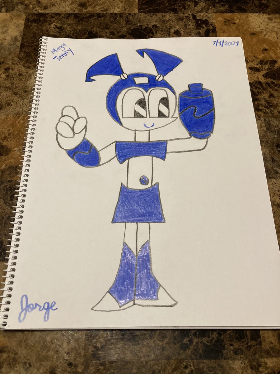 Here is Jenny as Mega Man:D(Did Mega Man by any chance influence Jenny’s design in some sort of way?) @RobRenzetti #mlaatr #MegaMan https://t.co/1qzTylZTsM