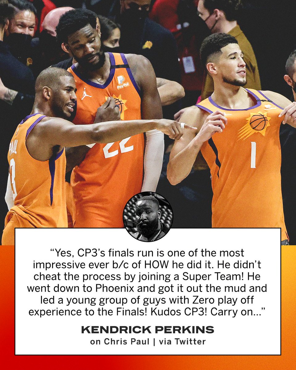 Perk believes Chris Paul's Finals run is one of the most impressive ever 👀

(via <a href="/KendrickPerkins/">Kendrick Perkins</a>)