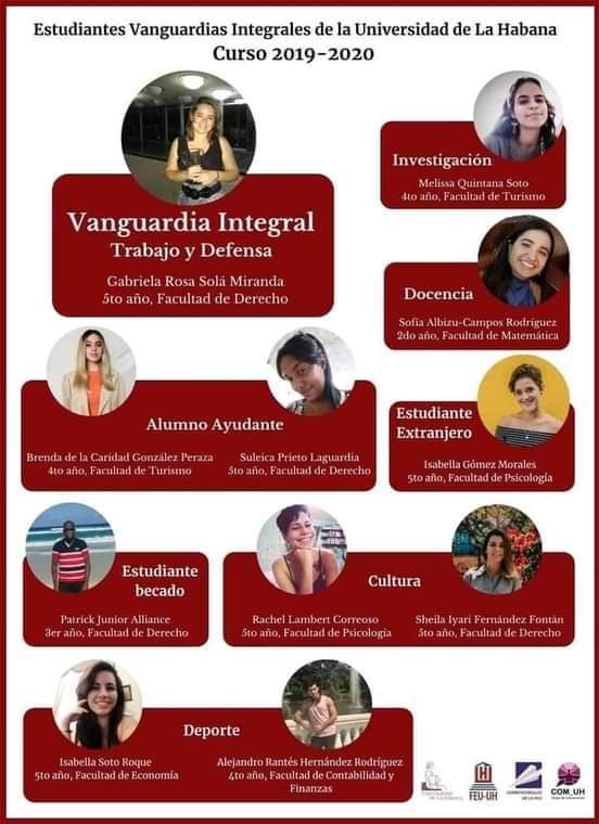 UdeLaHabana's tweet photo. #OrgulloUH 🏛🇨🇺| La FEU UH presenta a los estudiantes Vanguardias Integrales del curso escolar 2019- 2020. Un orgullo para nuestra Casa de Altos Estudios contar con jóvenes tan valiosos. Felicidades!!!
#SomosUH #UH #FeuUH https://t.co/ZFDFigYmrm
