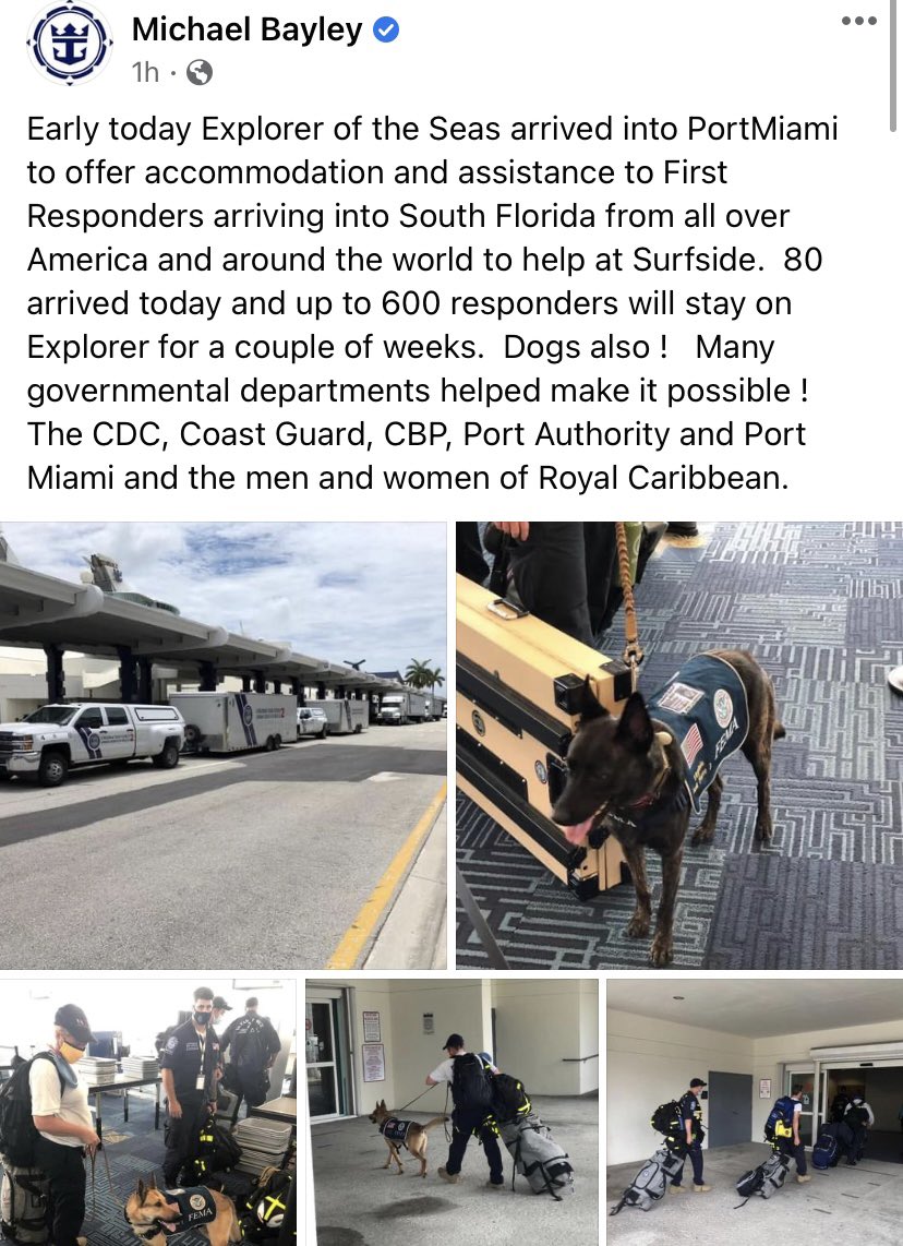 leannechuk's tweet photo. Thank you @RoyalCaribbean for always helping the community where you can! @CNN @wsvn @wsvn @nbc6 #surfside #ChamplainTowers https://t.co/kCukZeTZlF
