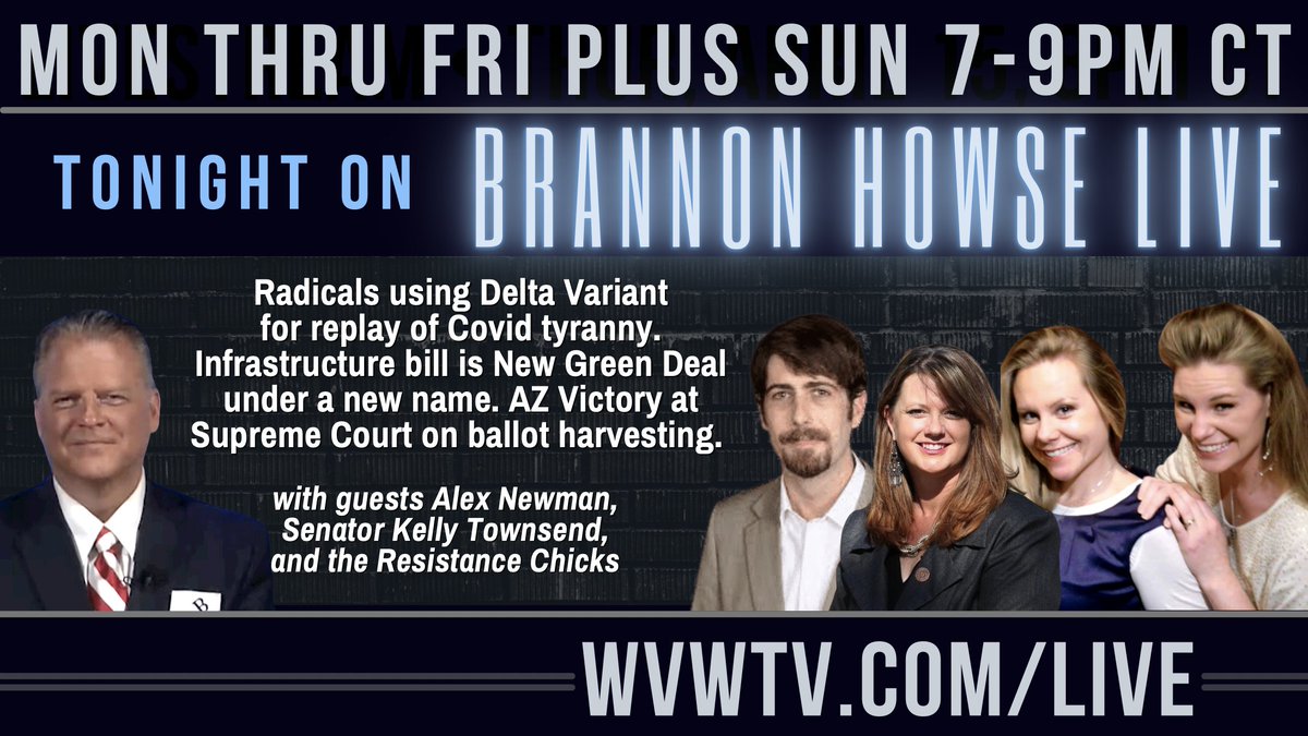 worldviewreport's tweet photo. BRANNON HOWSE LIVE! TONIGHT!

https://t.co/VLQWEkImpL

#BrannonHowseLive #BrannonHowse  #FrankSpeech #LindellTV #CovidVaccine #DeltaVariant #AlexNewman #NewGreenDeal #BallotHarvesting #ResistanceChicks #KellyTownsend #SenatorKellyTownsend https://t.co/Zi8qocouBO