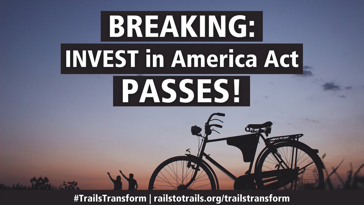railstotrails's tweet image. The #INVESTAct passes the House! Please join us in thanking @transportdems&apos; @RepPeterDeFazio for helping pass this bill + moving forward a vision to make walking, biking &amp;amp; rolling safer and easier, and benefit the climate and economy.  #TrailsTransform ➡️ railstotrails.org/trailstransform