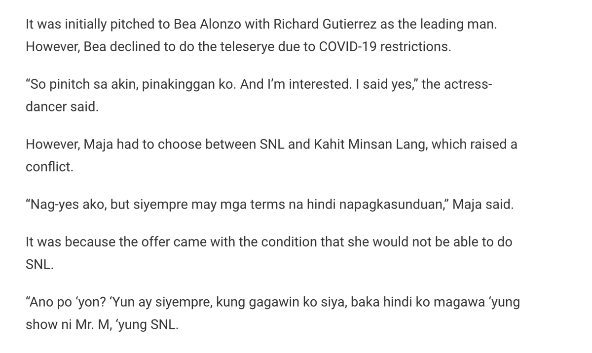 ma00024's tweet photo. @EthelMEspiritu Further, they offered Maja the role in March of this year but she declined due to another project. 

Why Maja Salvador declined an ABS-CBN offer to do a Bea Alonzo TV series? https://t.co/lfRLiJ3MJ4 https://t.co/en7Aelzf8u