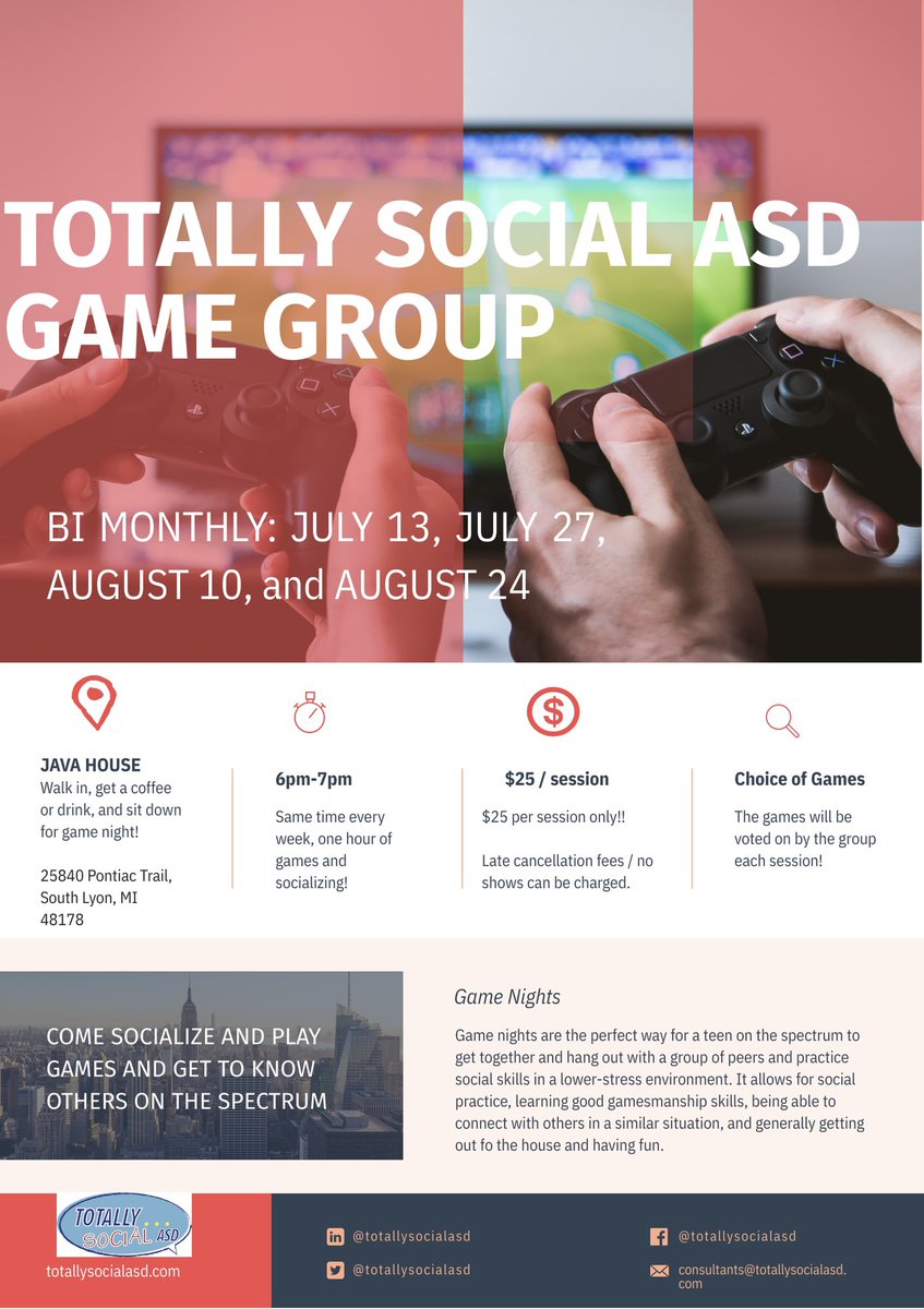 socialASD's tweet image. Game Group information here!