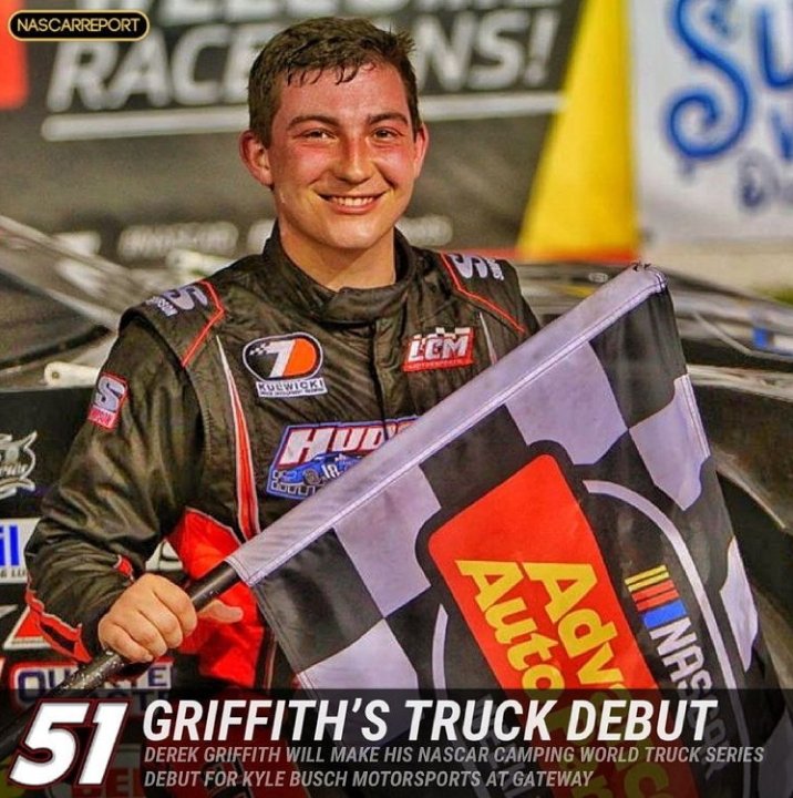 NEWS: Derek Griffith will make his trucks series debut at gateway, driving the No.51 for Kyle Busch Motorsports