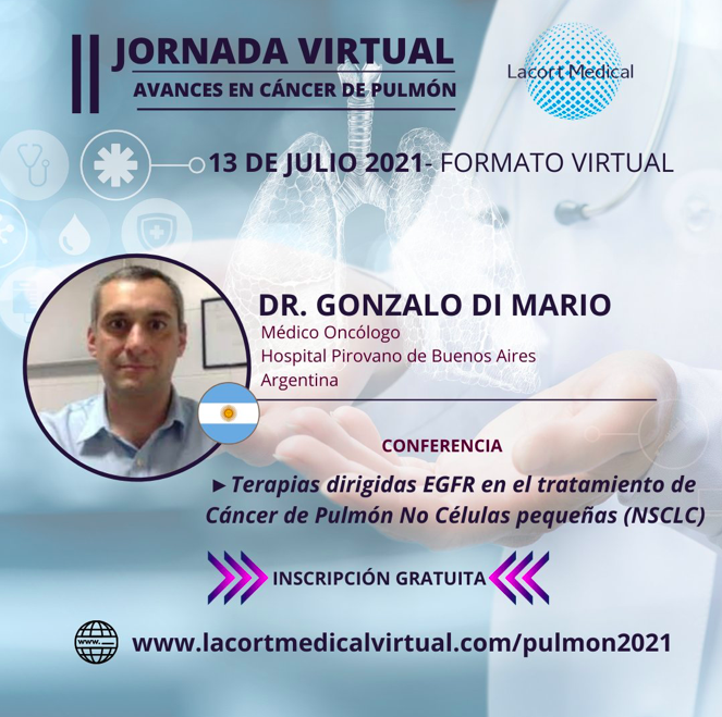 pirovanonco's tweet photo. Gracias @LacortMedical por la invitación a disertar en la
II JORNADA VIRTUAL 
AVANCES EN CÁNCER DE PULMÓN
13 de Julio 2021

Inscripción gratuita:
https://t.co/SNZBB6fKNo https://t.co/aPltk6i8fY