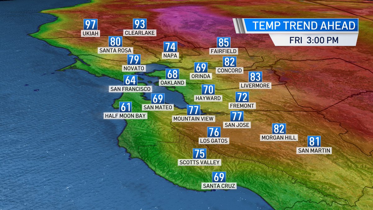 RobMayeda's tweet photo. Consistency: 3 Day temp trend to the 4th of July on Sunday. Thankful for the mild weather vs. what other parts of the country are seeing. #OceanAC #CAwx https://t.co/B7rzfjzM1i