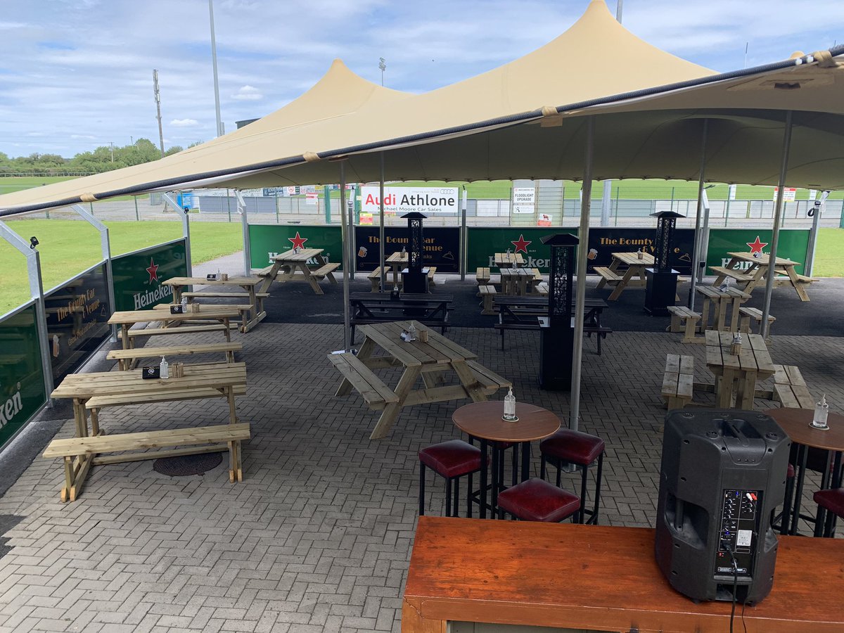 Our outdoor area ready with TVs to screen our own <a href="/henshawrob/">Robbie Henshaw</a> 🦁<a href="/Luke_Carty_97/">Luke Carty</a> 🦅and Jordan Conroy 🚀🏅in the olympics. #hardworkpaysoff 👏👏👏
