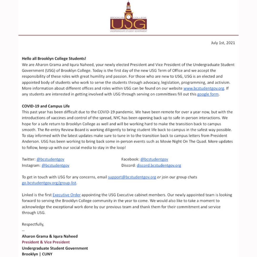 Brooklyn College USG tweet media