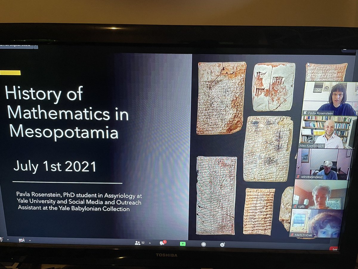 dbarman's tweet image. #historyOfMath program @MoMath1 being introduced by @AlexKontorovich #mtbos #iteachmath - presented by Pablo Rosenstein @Yale Babylonian Collection