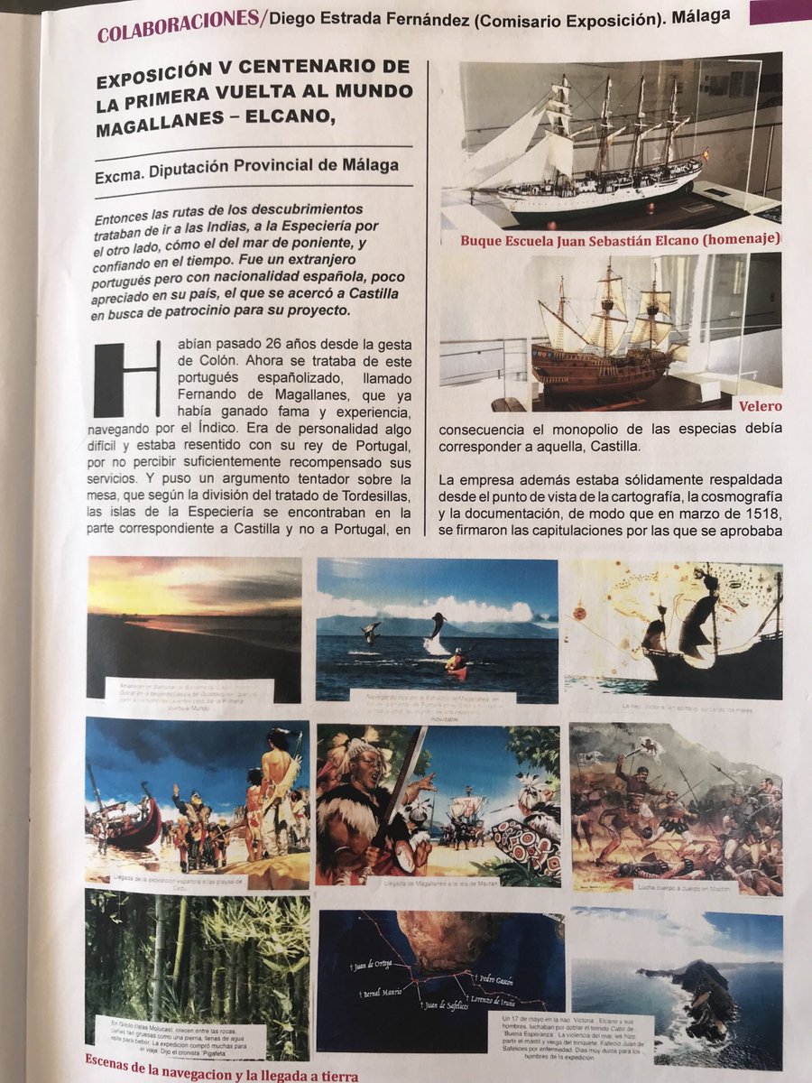 DiegoEstradaFe2's tweet photo. Exposicion V Centenario 1a Vuelta al Mundo Magallanes-Elcano. Revista Suma y Sigue N-356, año 2.021, de la Hermandad de Economía, Comercio y Hacienda, patrocinada por la Real Liga Naval Málaga, incluida en la programación de actividades del V Centenario del Ministerio de Cultura. https://t.co/2poBlAgRsM