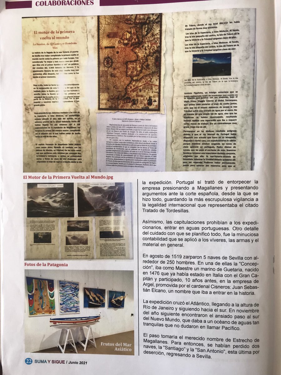DiegoEstradaFe2's tweet photo. Exposicion V Centenario 1a Vuelta al Mundo Magallanes-Elcano. Revista Suma y Sigue N-356, año 2.021, de la Hermandad de Economía, Comercio y Hacienda, patrocinada por la Real Liga Naval Málaga, incluida en la programación de actividades del V Centenario del Ministerio de Cultura. https://t.co/2poBlAgRsM