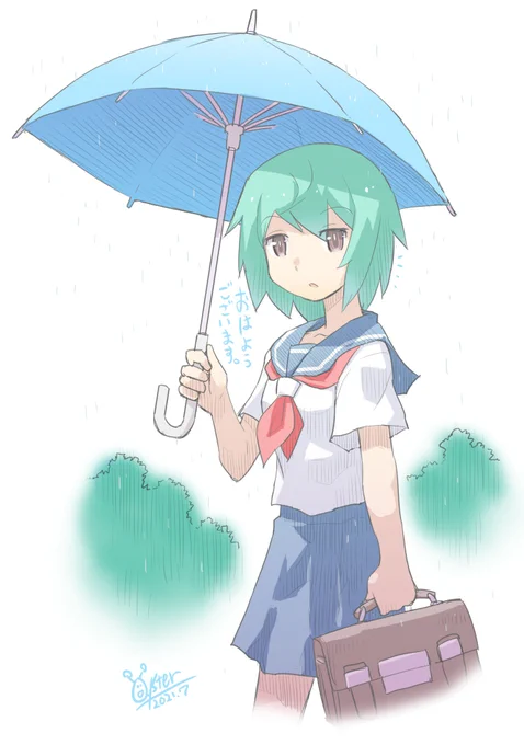 おはよう早倉さん。#オハヨウ絵
鉛筆画をレッタチ、カラーにしました。 