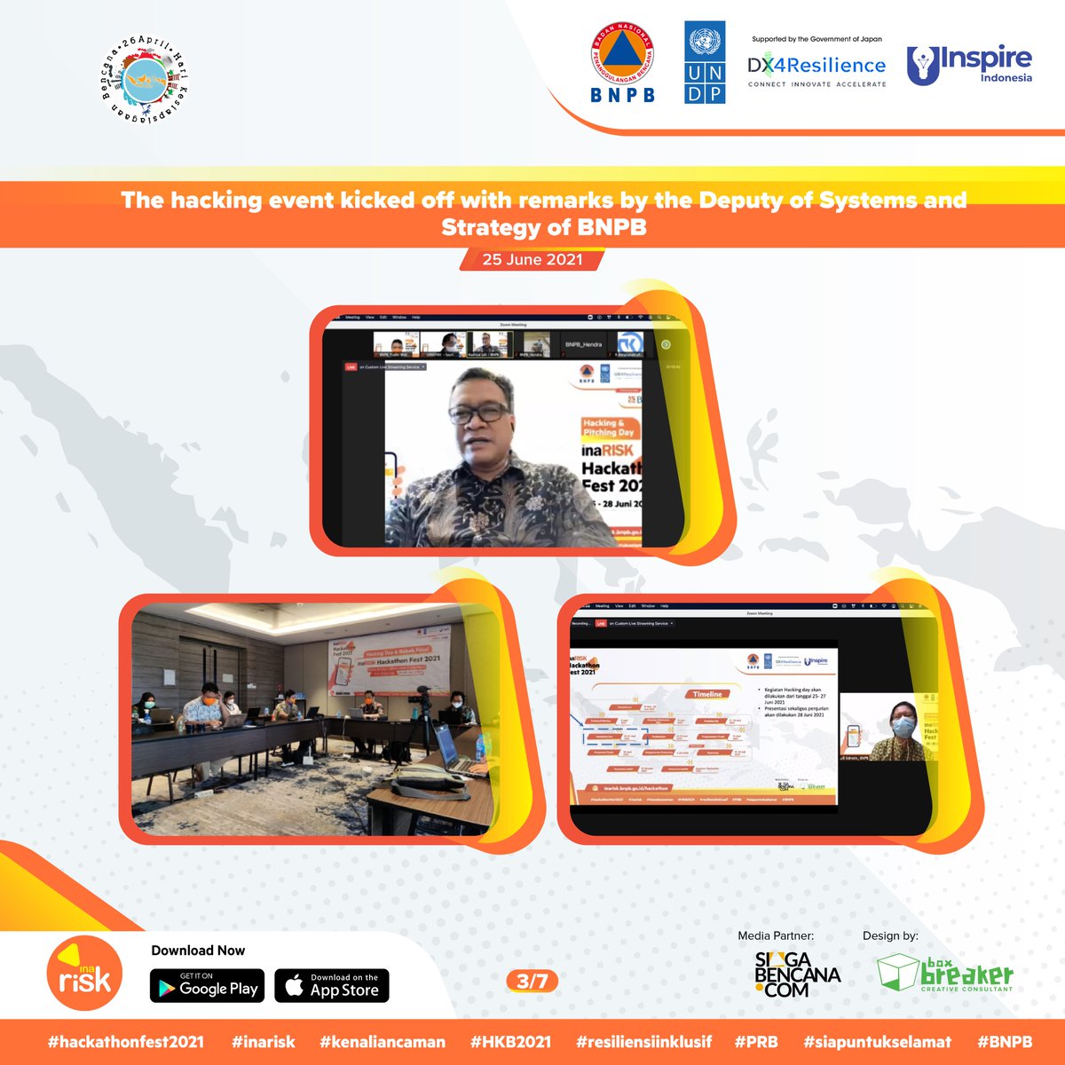 UNDPasiapac's tweet photo. Missed the #InaRisk #HackathonFest2021 Hacking Day 📲 and Pitching 🎤 events? We got you covered! 👀

Check below the main highlights ⬇️

[THREAD] #DX4Resilience #UNDPDigital https://t.co/kp50MQ09CF