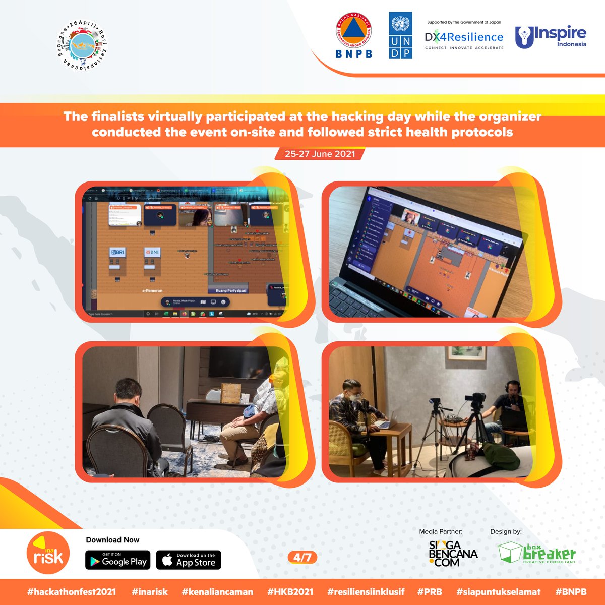 UNDPasiapac's tweet photo. Missed the #InaRisk #HackathonFest2021 Hacking Day 📲 and Pitching 🎤 events? We got you covered! 👀

Check below the main highlights ⬇️

[THREAD] #DX4Resilience #UNDPDigital https://t.co/kp50MQ09CF