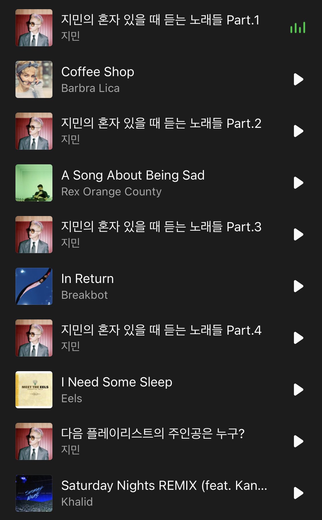 The songs Jimin listens to when he is alone - playlist by Soo Choi