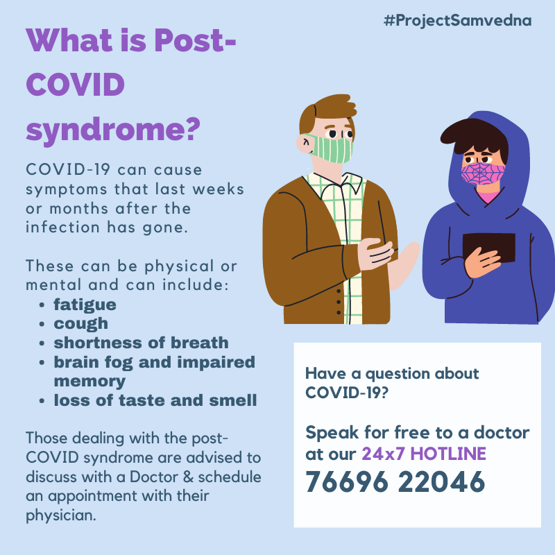 Do you know the Health Issues one may have after recovering from Covid19 ? 

#DoNotPanic. Just Ask A Doctor about post-covid syndrome.
#Learn about post-covid health issues
#Identify &amp; treat them early !

#TakeChargeofYOURHealth
#PostCovidSyndrome
#COVID19 
#IndiaFightsCorona