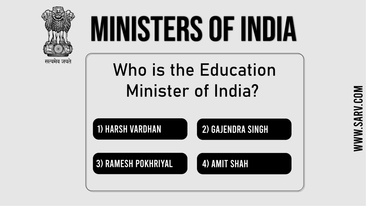 SarvOfficial's tweet photo. Ministers of India. Quiz: 05
#Sarv #ministersofIndia #educationMinister #Politics #quiz05 #QuestionOfTheDay #Questionbox #fridaymorning #FridayVibes #commentbelow https://t.co/shmZOBcpFx