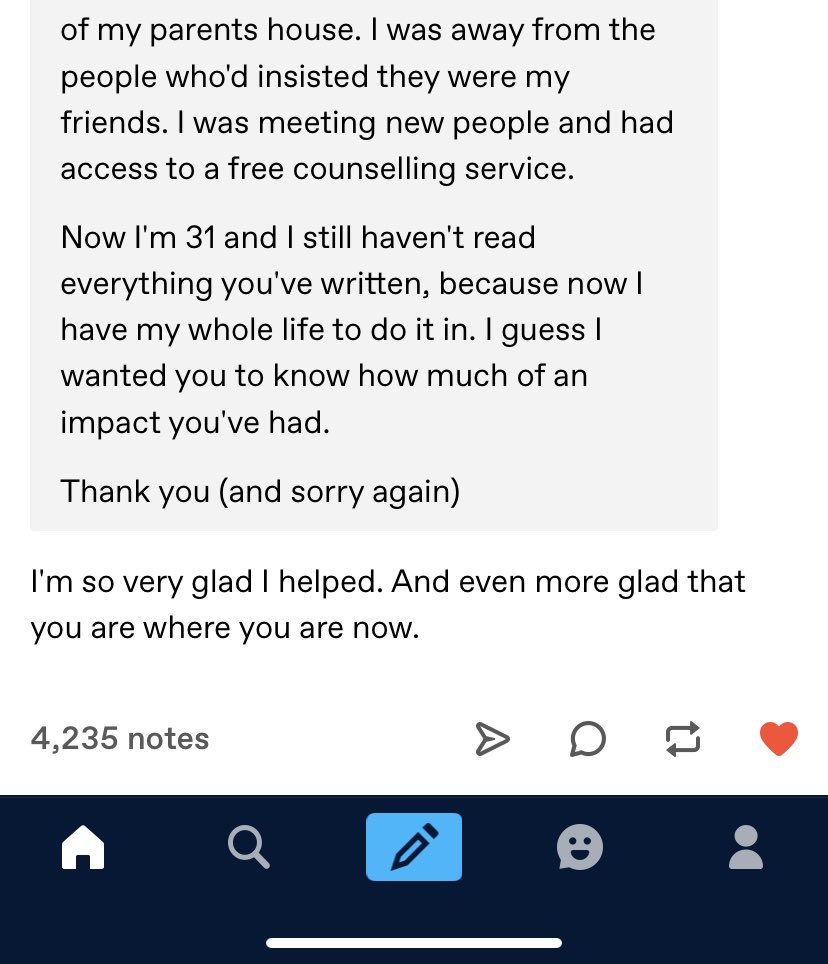 From <a href="/neilhimself/">Neil Gaiman</a> ‘s tumblr. Thought it was worth sharing. Stories save lives! ♥️