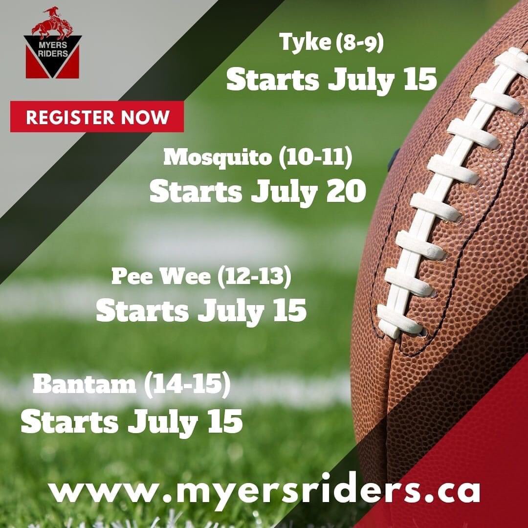 Footballs Back! 
Be part of a Great Sport we are looking for players aged 8-15. We supply all equipment, you suplly the cleats. Together we'll bring the FUN.
myersriders.sportngin.com/register/form/…