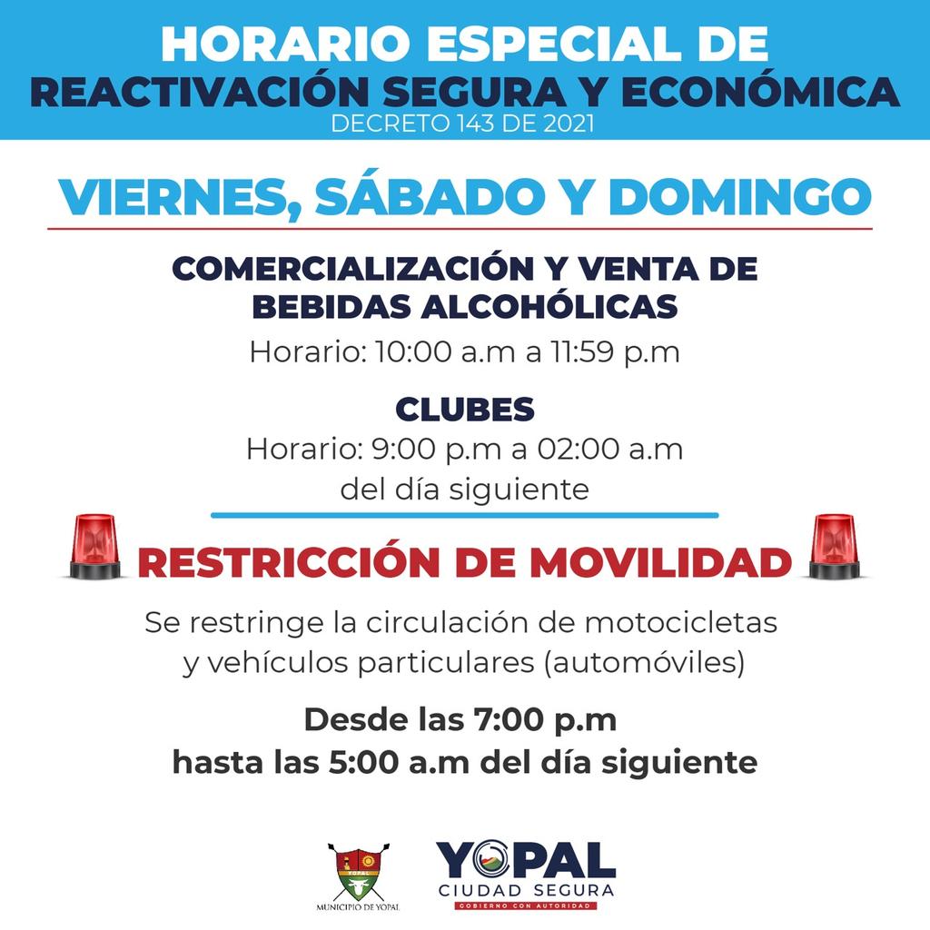 Restricción total de vehículos (motos y carros) desde las 7:00pm hasta las 5:00am del día siguiente durante los días viernes, sábado y domingo.