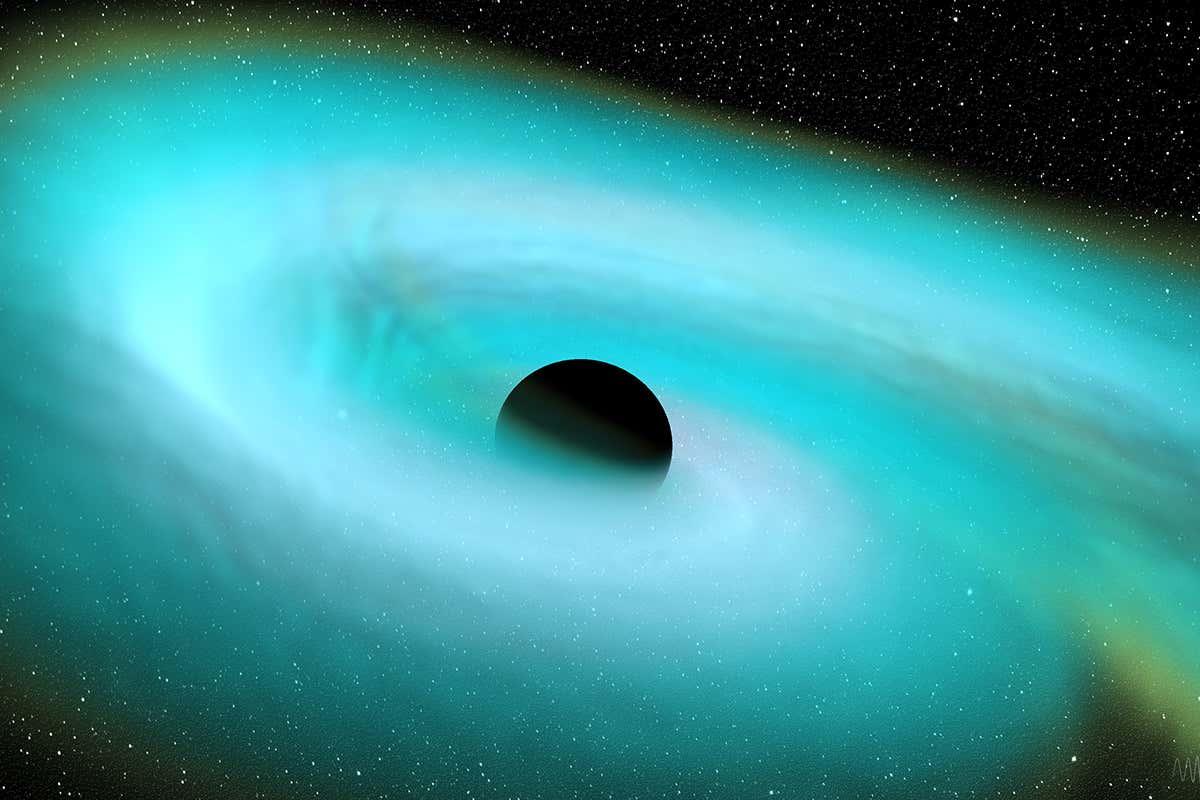 newscientist's tweet image. We’ve caught a black hole devouring a neutron star for the first time bit.ly/36bLu0s
