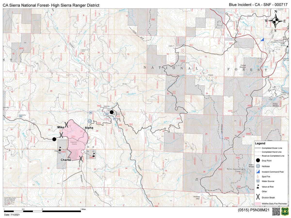 BLUE FIRE UPDATE with Map: Acres: Remains 400ac Containment: 75% Personnel: 175+ Structures Threatened: 2 inciweb.nwcg.gov/incident/7585/